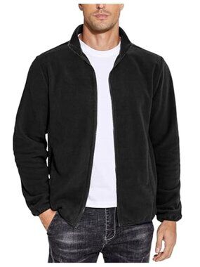 Mens Fleece Jacket Full Zip Polar Fleece Lightweight Warm Outdoor Winter Coat